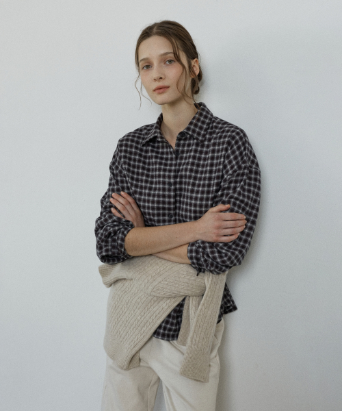 soft oversized check shirt - burgundy