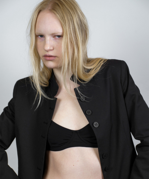 STAND COLLAR TAILORED JACKET BLACK