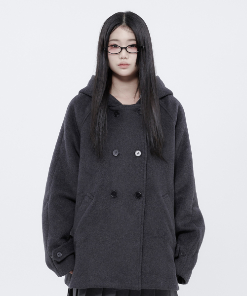 Hooded Half Coat (Charcoal)_ALKAS01534