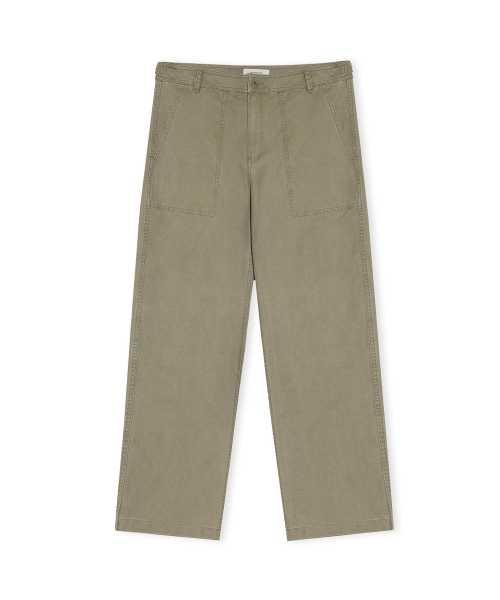 W Wide Fatigue Pants, Washed Beige