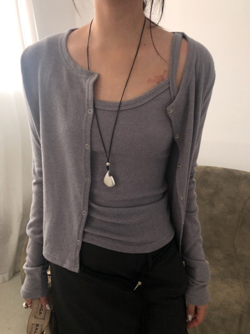 Snap Knit Cardigan Set (2C)