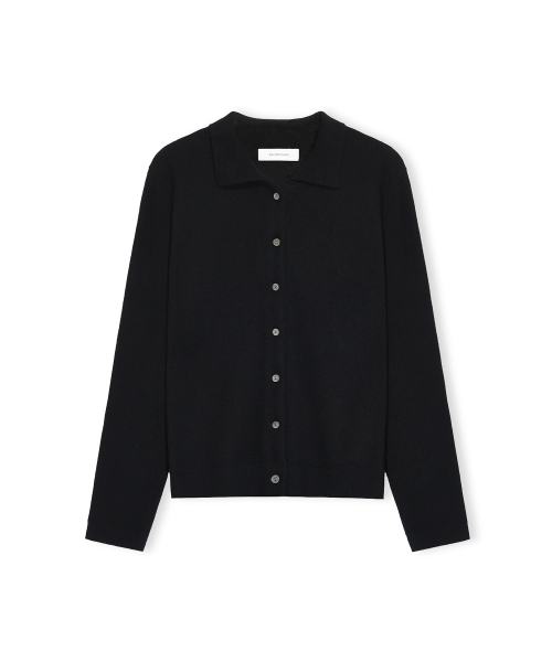 W Collar Cardigan, Black