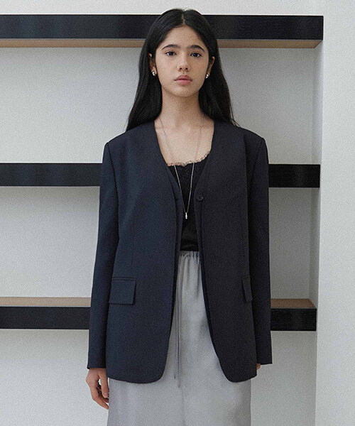 Collarless Cut Layered Jacket NEW6XJ208_23