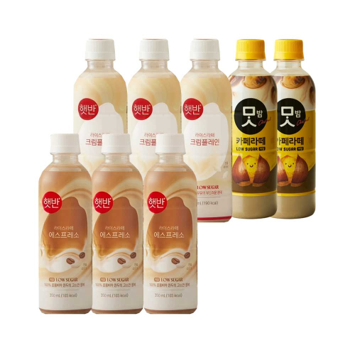 CJ제일제당 햇반 라이스라떼 에스프레소 350ml x3개+크림플레인 350ml x3개+맛밤 카페라떼 350ml x2개