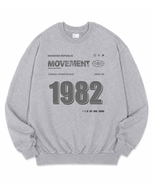 1982 그레이 오버핏 맨투맨 그레이