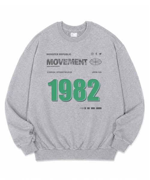 1982 그린 오버핏 맨투맨 그레이