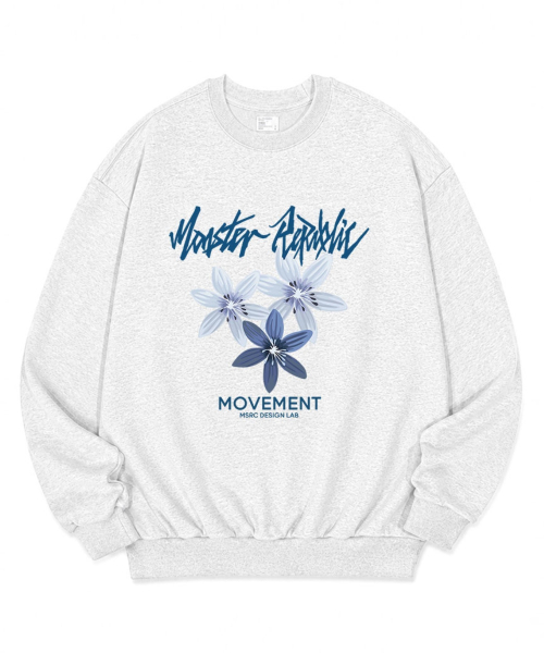 스윗 플라워 인디고블루 오버핏 맨투맨 멜란지그레이