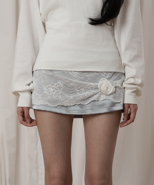 Mint lace mini skirt