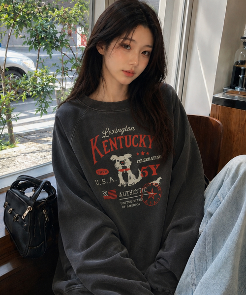 켄터키 레글런 피그먼트 맨투맨 스모크블랙