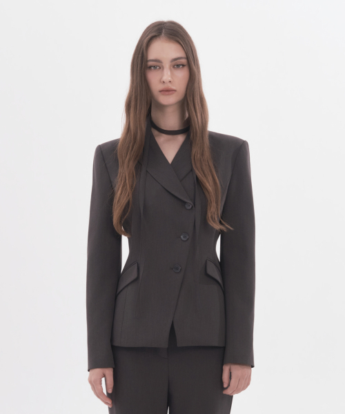 마우솔레움 Jane Fitted Tailored Jacket - Charcoal