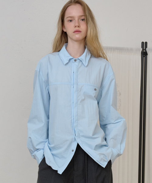 Wire Poplin Shirt_Light Blue