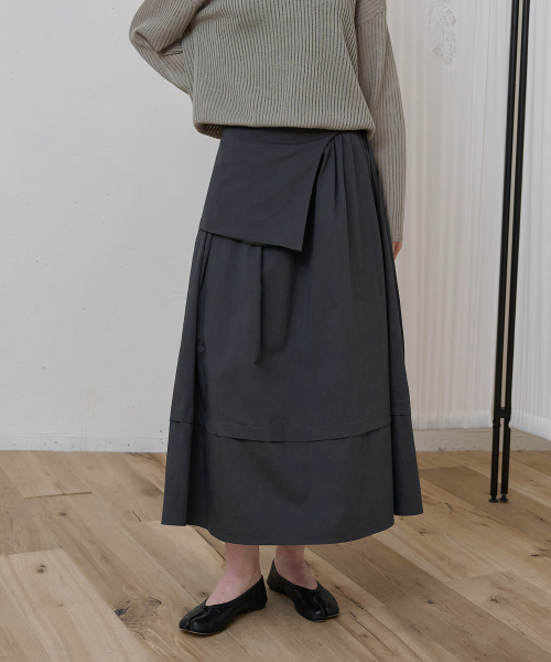Layered Long Skirt_Charcoal Grey