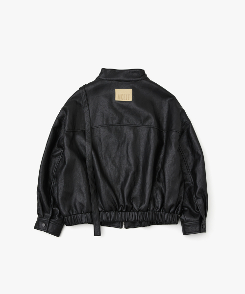 Scarf Leather Jacket_Black