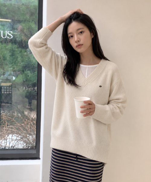 Wool Blend V-Neck Knit J1KT720A