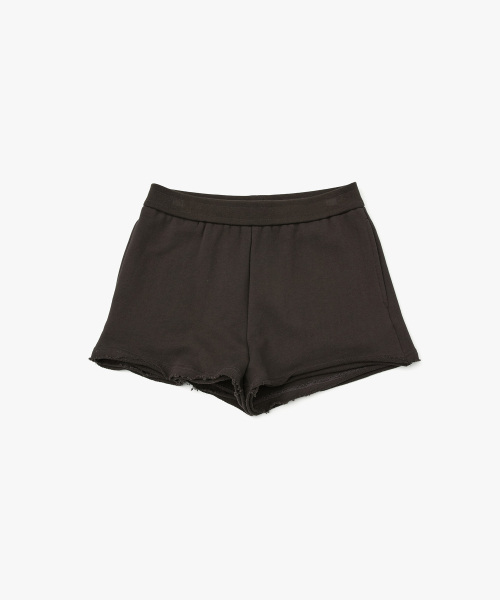 Cut Off Sweat Shorts_Brown