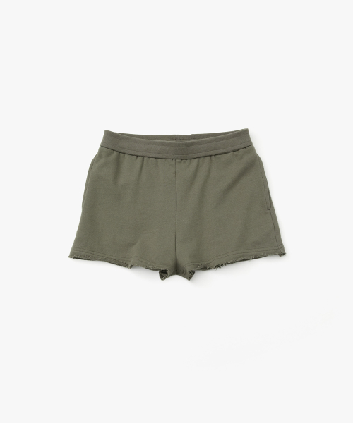 Cut Off Sweat Shorts_Khaki