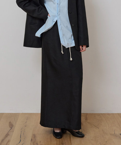 Wool String Skirt_Black