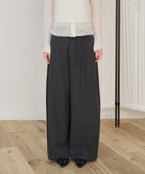 String Belt Wool Slacks_Charcoal Grey