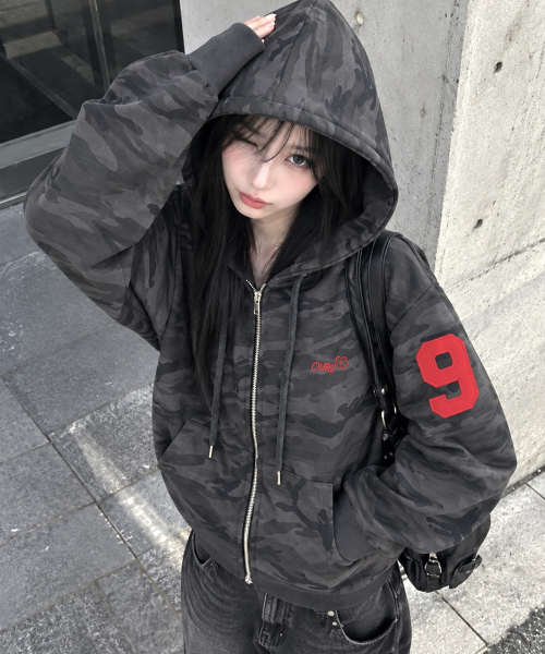 아워세이아워 93 패치 카모 후드집업 챠콜