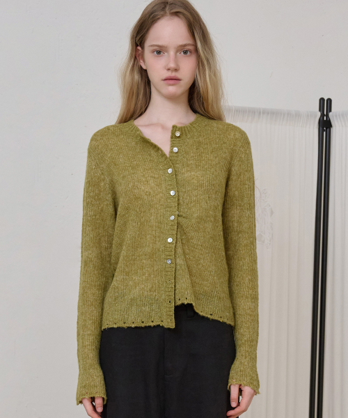 Sheerd Wool Knit Cardigan_Green