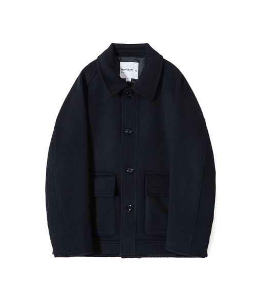 Maple Raglan Wool Short Coat Dark Navy