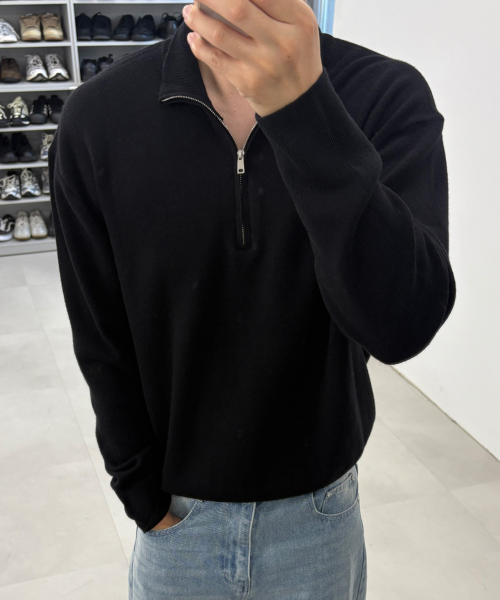 [ON]Wool Blend Quarter-Zip Semi-Overfit Knit - 4color