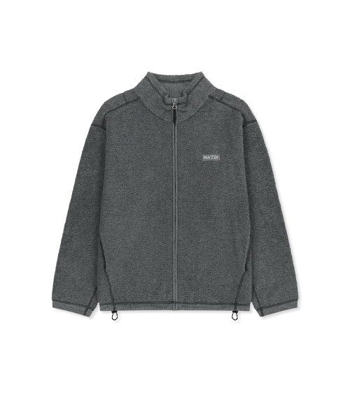 BOUCLE TEXTURE KNIT ZIP UP IN GREY