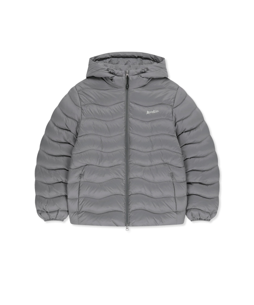 FLOWING QUILTED HOODY DOWN JUMPER IN LIGHT GREY