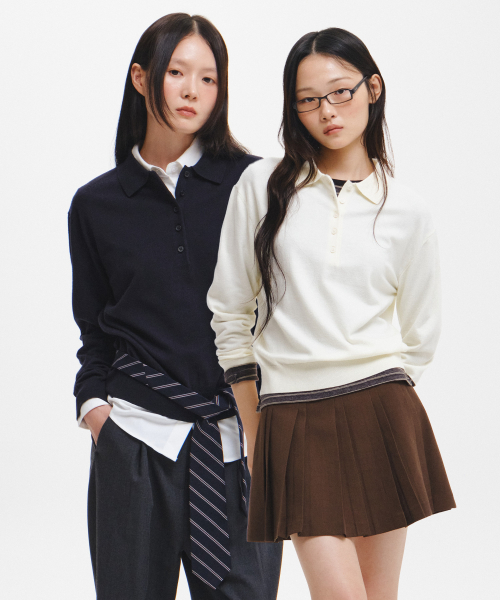 woman relaxed essential collar pullover [3col]