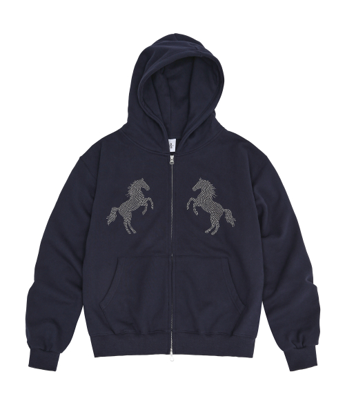 horse hood zip up (navy)