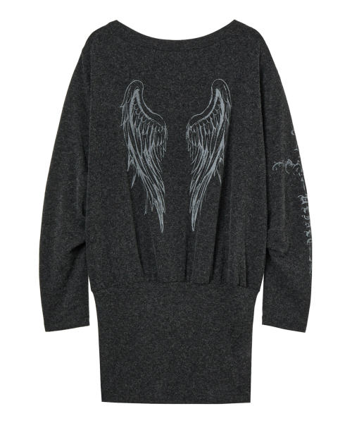ANGEL OFF-SHOULDER DRESS IN CHARCOAL