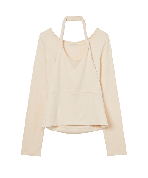 LAYERED HALTER NECK LONG SLEEVE IN IVORY