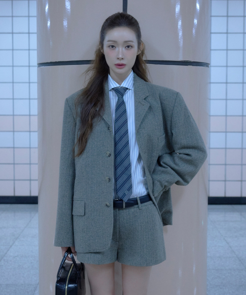 MABEL HERRINGBONE JACKET (BEIGE)