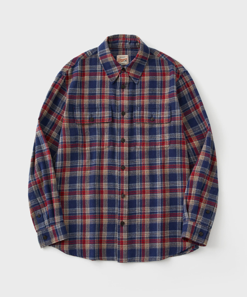 American Vintage Washed Check Shirt (Navy) — Main product photo
