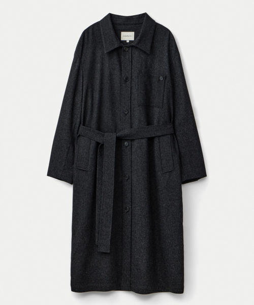 우마뭉 Wool cashmere fluid long shacket_Charcoal