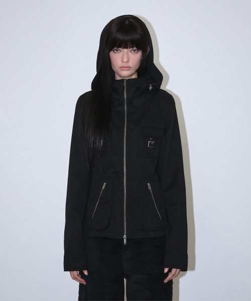 로타입 Utility Hooded Field Jacket - Black