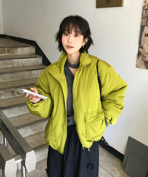 DOUBLE POCKET PUFFER PADDING OLIVE — Main product photo