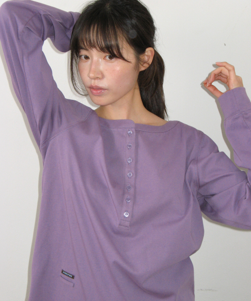HENLEY NECK OVER FIT LONG SLEEVE PURPLE