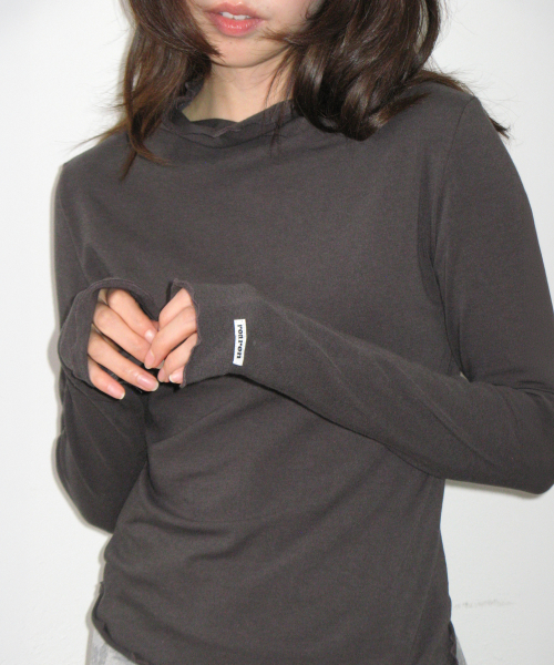 WAVE MOCK NECK LONG SLEEVE CHARCOAL