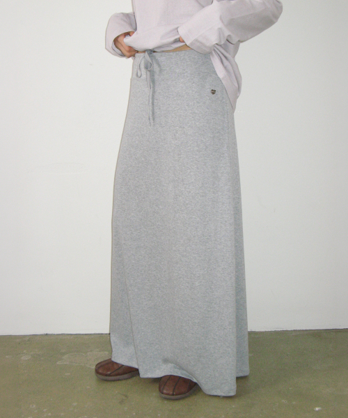 BASIC SPAN MAXI SKIRT GREY