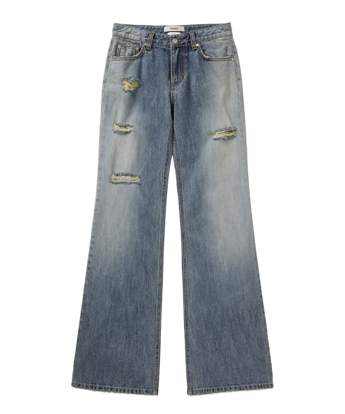 SIDE SEAM WASHED JEANS IN BLUE