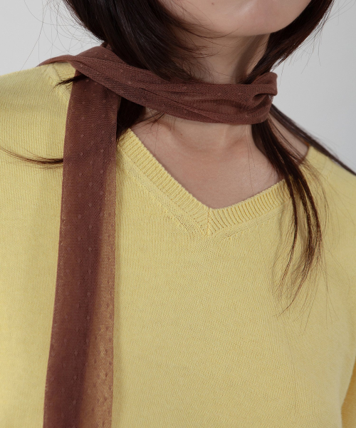 dot mesh long scarf - terracotta