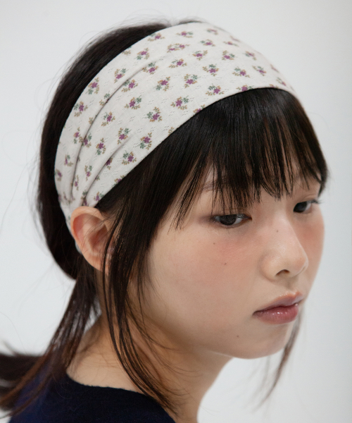 flower pointel hair band - beige