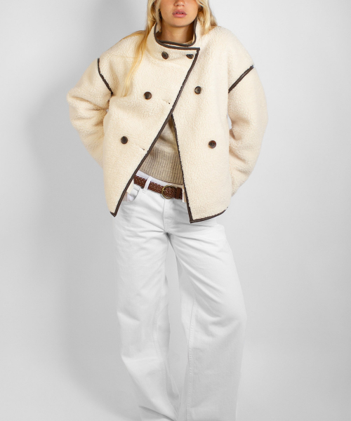섭듀드 Double-breasted jacket (OFF WHITE BROWN)