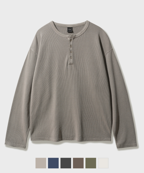 Pigment Texture Henry-neck Long Sleeve Taupebeige SJLT2712