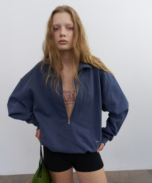 Dust half neck zip-up - deep purple