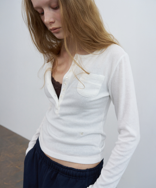 Kid pocket henry tee - ivory
