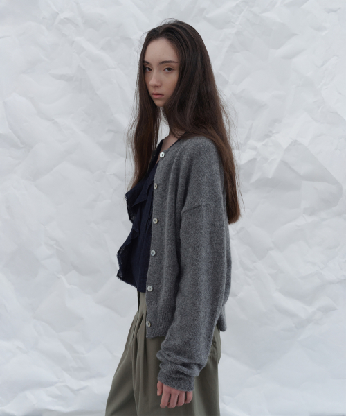 Basic alpaca cardigan - charcoal