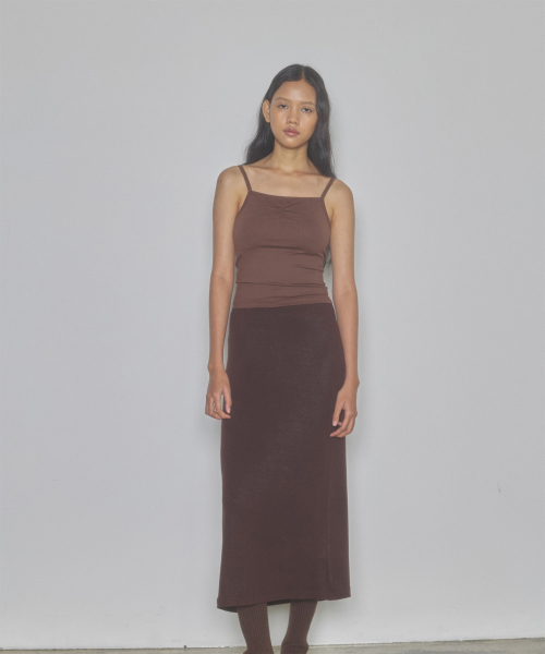 지지비샤 SOFT LONG SKIRT (BROWN)