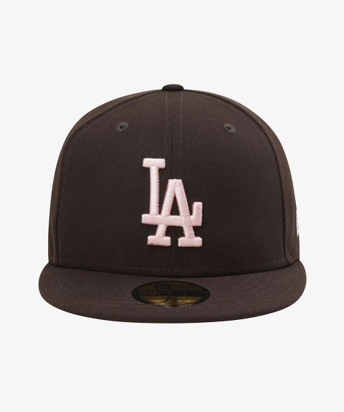 뉴에라 MLB LA 다저스 컬러 포인트 피티드캡 번트 우드/핑크 15411783
